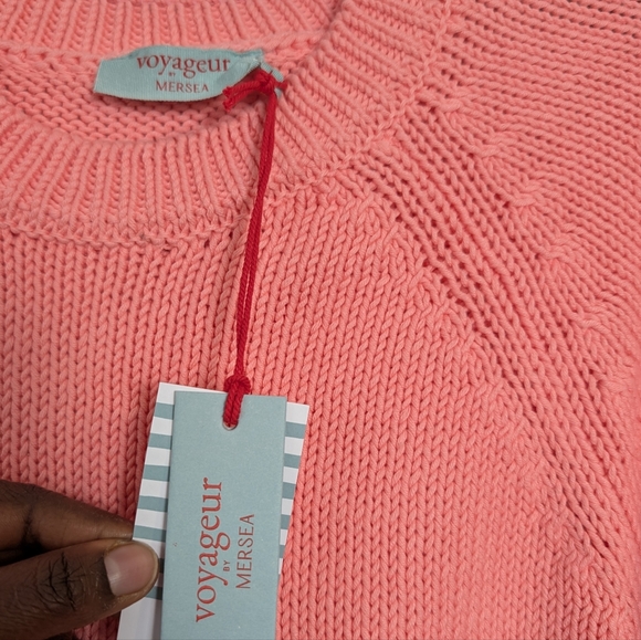 Mersea Voyageur Sweater Chunky Knit Pink Ballon Sleeve Crew neck Sz L - Picture 5 of 9